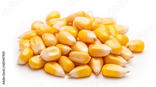 Corn seeds isolated on white background, Created with Generative Ai technology.