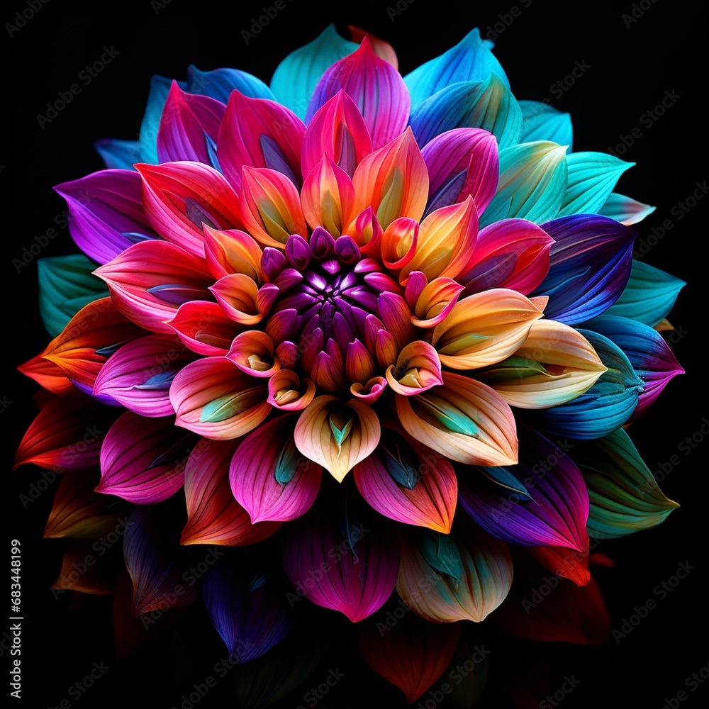 Dahlia Flower neon Color AI Generated pictures Dahlia Flower neon Color AI Generated pictures