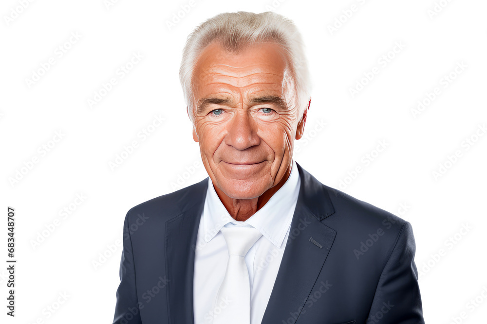 Portrait studio shot of an attractive senior businessman showing positive facial expressions, isolated on a transparent PNG background. Portrait studio shot of an attractive senior businessman showing positive facial expressions, isolated on a transparent PNG background.