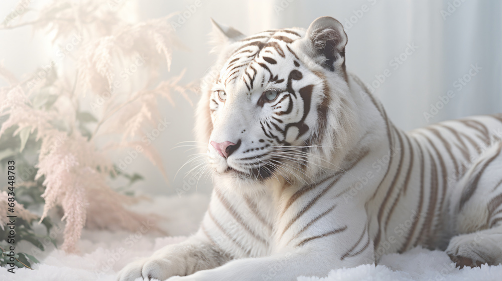 Fototapeta premium Albino Tiger's Mystical Close-Up