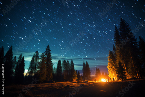 vibrant celestial spectacle of a meteor shower, showcasing streaking meteors, co Fototapet