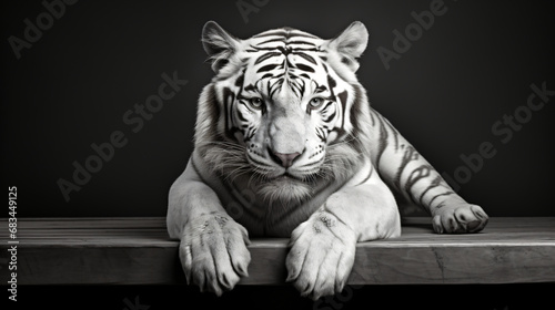 Albino Tiger's Allure with studio background
