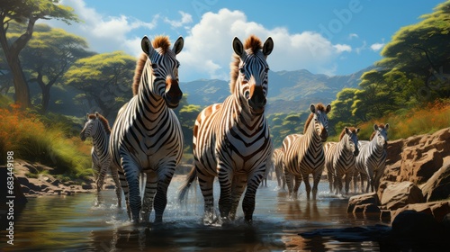 Group of Zebra s in Water
