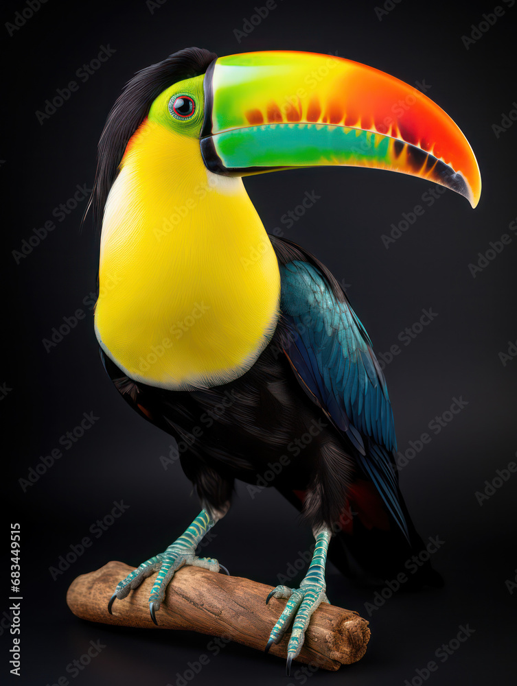 Obraz premium Tucan Studio Shot Isolated on Clear Black Background, Generative AI