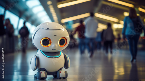 Wallpaper Mural Friendly Robot Greeting in a Busy Terminal Torontodigital.ca