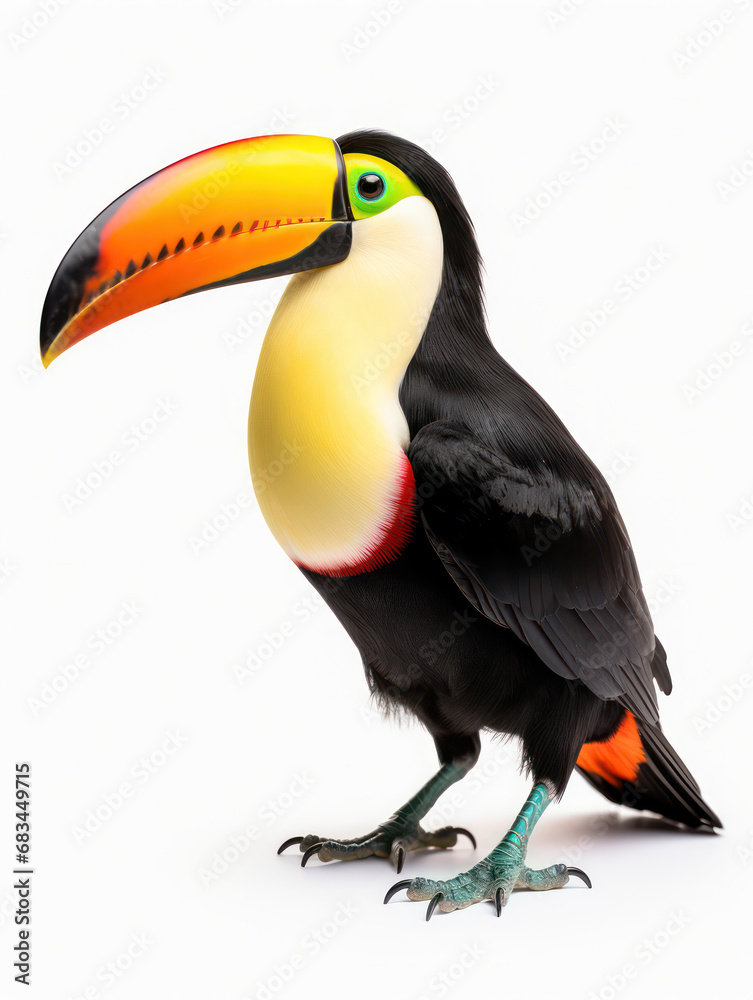 Fototapeta premium Tucan Studio Shot Isolated on Clear White Background, Generative AI