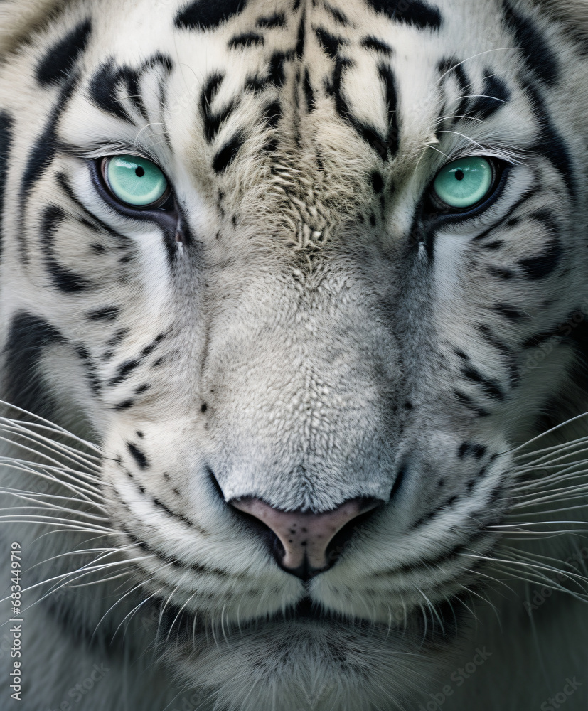 Fototapeta premium a close up of a white tiger with green eyes