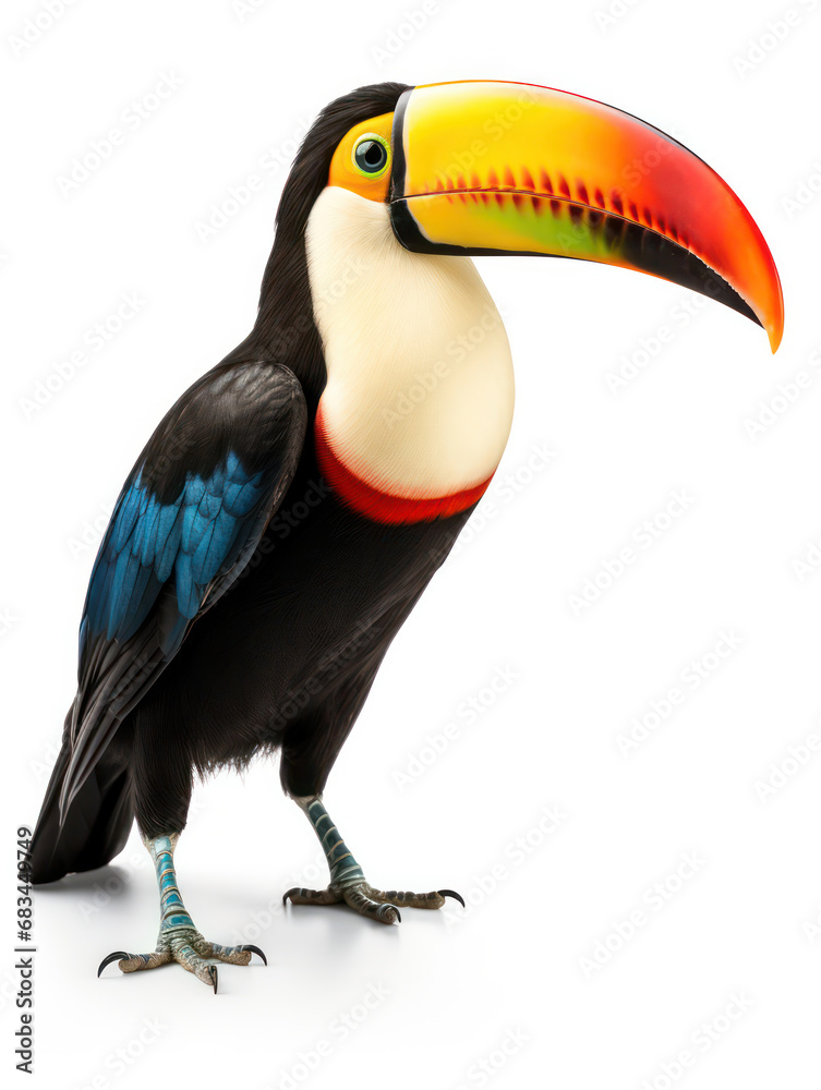 Tucan Studio Shot Isolated on Clear White Background, Generative AI Tucan Studio Shot Isolated on Clear White Background, Generative AI