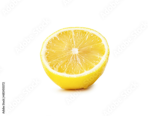 Fresh yellow lemon half isolated on white background with clipping path
