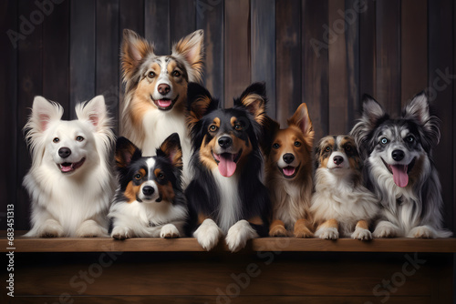 a group of cute dogs sitting