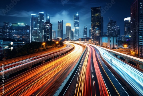 abstract motion blurs city traffic in the central district, abstract motion blur city traffic, Finance and Trade Zone of the modern city night background