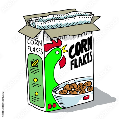 Hand Drawn Cereal box cartoon doodle vector illustration