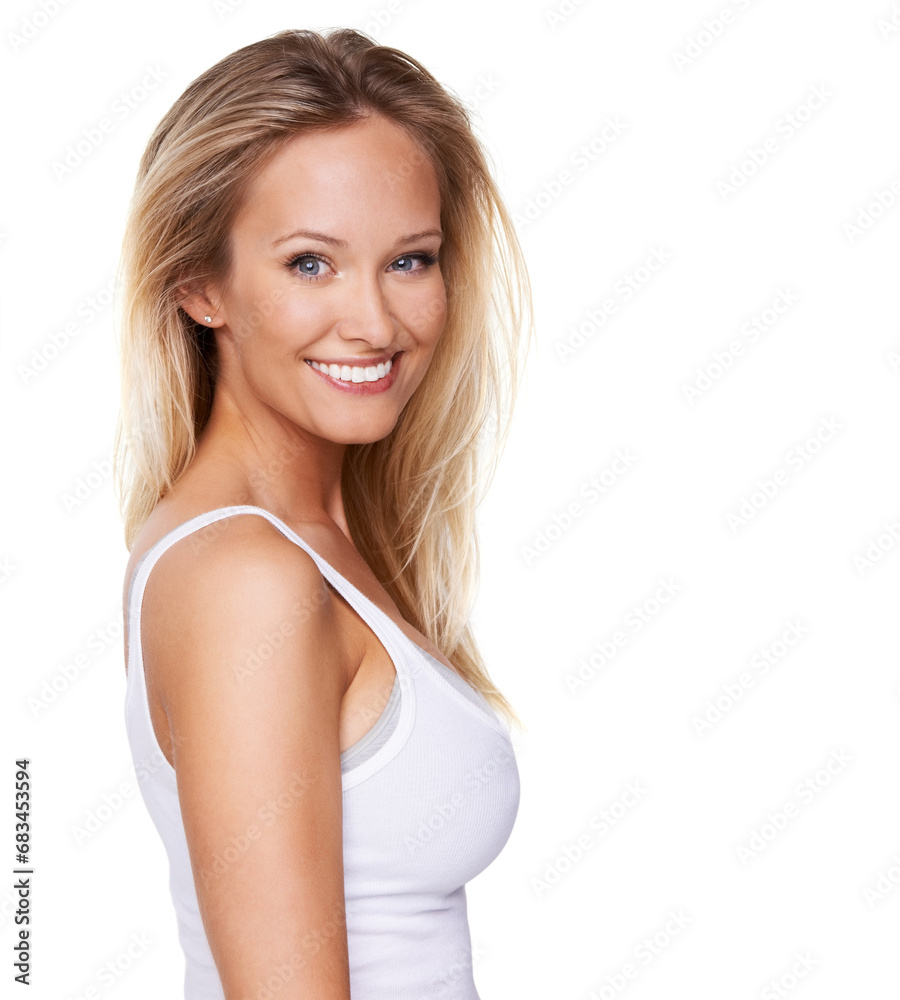 Beauty, makeup and smile with portrait of woman in studio for cosmetics, dermatology and spa treatment. Self care, health and glow with face of model on white background for cosmetology and facial Beauty, makeup and smile with portrait of woman in studio for cosmetics, dermatology and spa treatment. Self care, health and glow with face of model on white background for cosmetology and facial