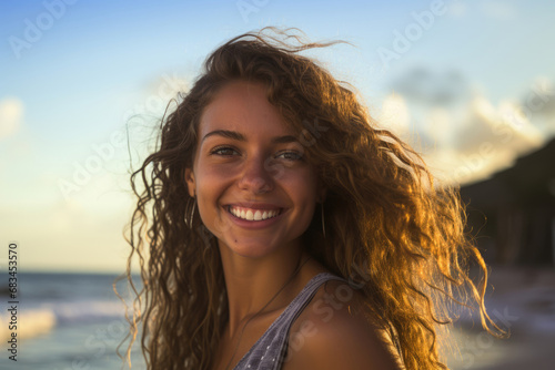 Young smiling woman on the Caribbean coast © Venka