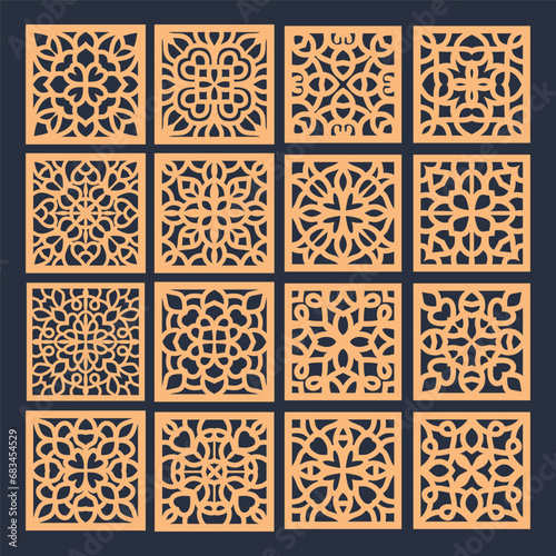 laser cut square coaster vector illustration design bundle	