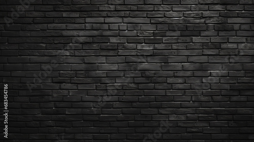 Texture of a black painted brick wall as a background or wallpaper White background  