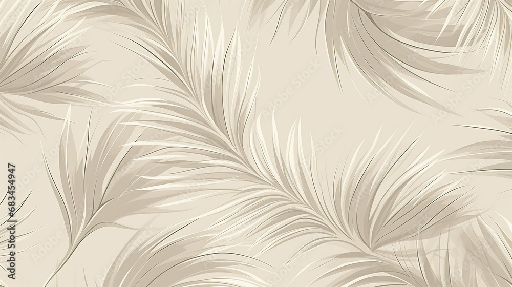 Tropical palm leaves. Beige leaves on a light background. Mural ...