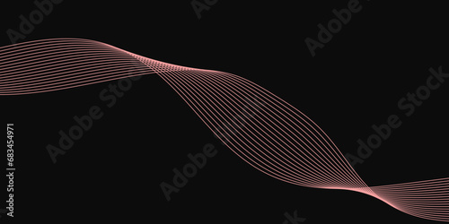 Abstract Black background with a glowing abstract waves. Abstract wave element for design. Digital frequency track equalizer, Futuristic background design. Long exposure, Light painting photography.