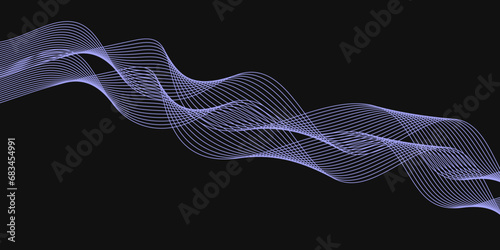 Abstract Black background with a glowing abstract waves. Abstract wave element for design. Digital frequency track equalizer, Futuristic background design. Long exposure, Light painting photography.