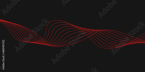 Abstract Black background with a glowing abstract waves. Abstract wave element for design. Digital frequency track equalizer, Futuristic background design. Long exposure, Light painting photography.