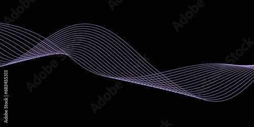 Abstract Black background with a glowing abstract waves. Abstract wave element for design. Digital frequency track equalizer, Futuristic background design. Long exposure, Light painting photography.