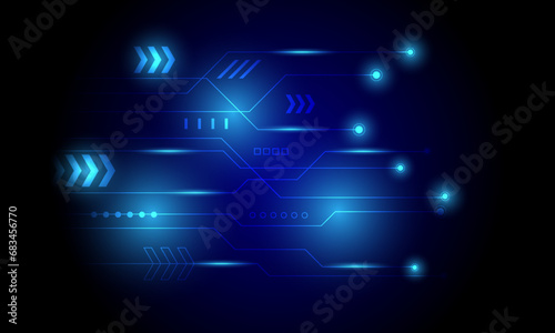 blue lines circuit with arrow shapes abstract high technology background