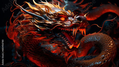 Close up of a scary dragon face