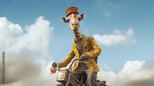 giraffe biker.Generative AI
