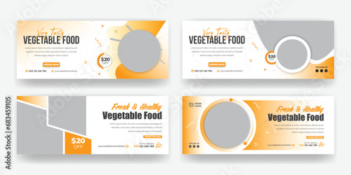 Healthy Natural Vegetable Food Menu Facebook Cover Or Chinese Social Media Facebook Cover Banner Template Design.