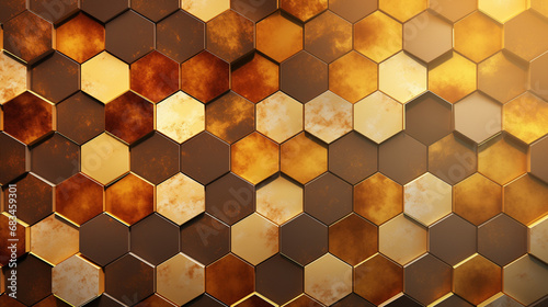 3d Hex Pattern | Gold and copper rust. 