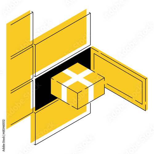 Automated parcel locker icon in thin line