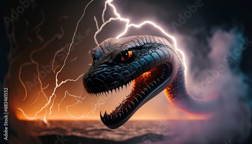 illustration of a snake with skulls suitable as a background © Frantisek