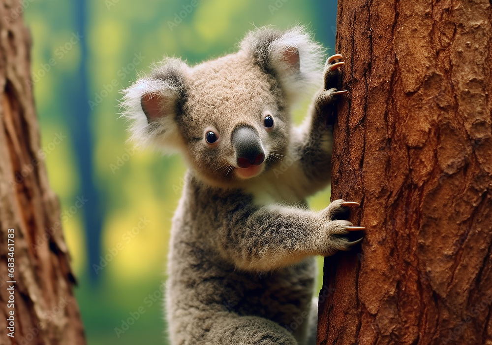 Junger Koala am Baum