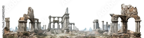 Ancient historical ruins cut out