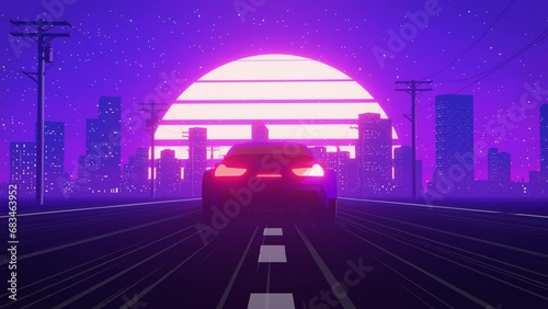 Retro Futuristic Car Animation Loop