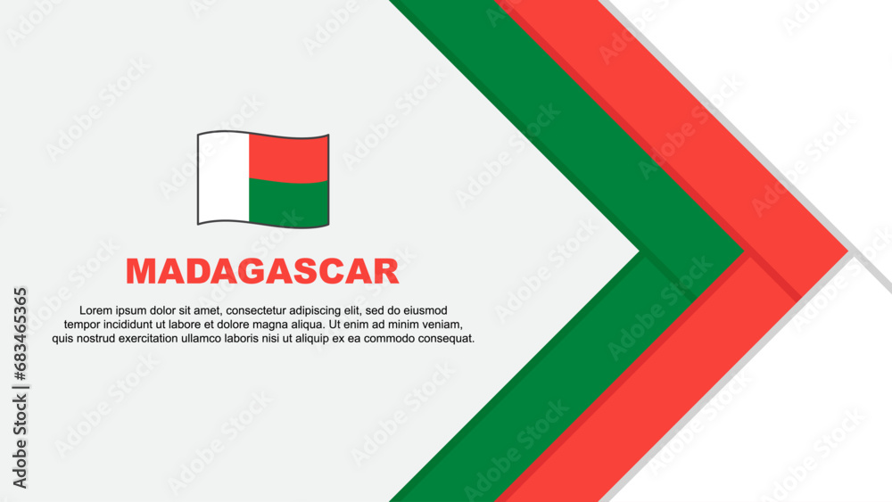 Madagascar Flag Abstract Background Design Template. Madagascar Independence Day Banner Cartoon Vector Illustration. Madagascar Cartoon