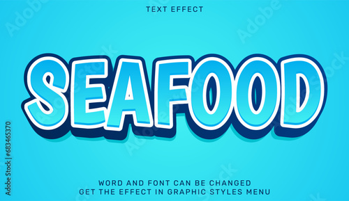 Seafood text effect template in 3d design
