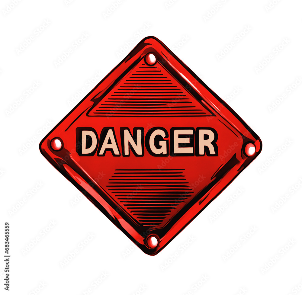 sign Danger, cartoon style. Ai generated and PS sign Danger, cartoon style. Ai generated and PS