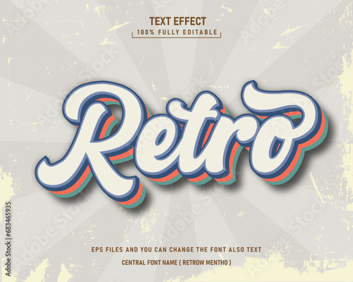 Editable text effect retro Vintage 3d template style premium vector