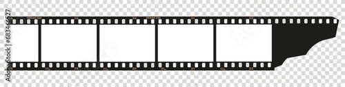 Analog photographic film, empty filmstrip with picture frames.  Element for design photograph. Repeating clipping reel movie. Photo frame tape. Vector illustration