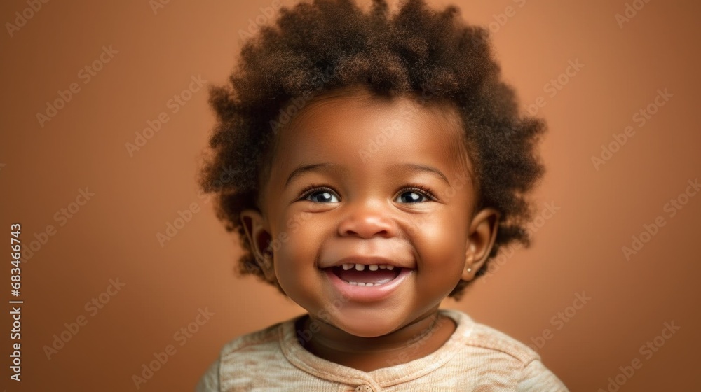 Happy child with a bright smile against a beige studio backdrop. Happy child with a bright smile against a beige studio backdrop.