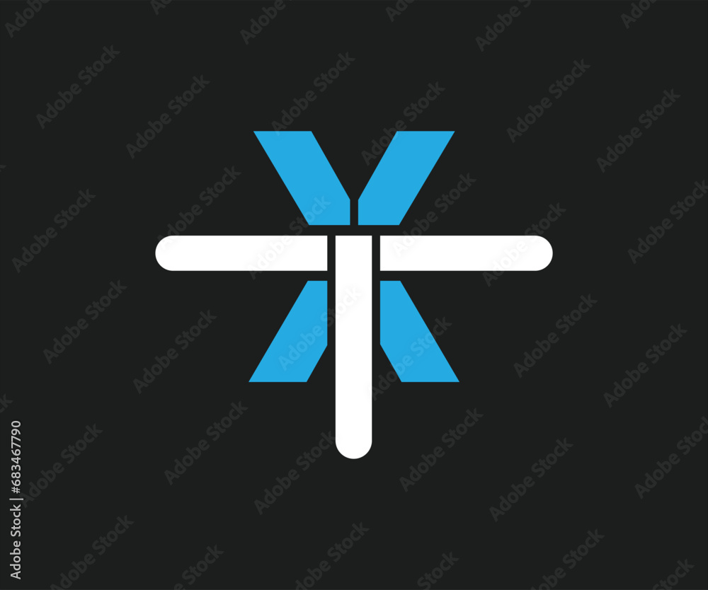 XT letter logo, cyan, white and black background. XT letter logo, cyan, white and black background.