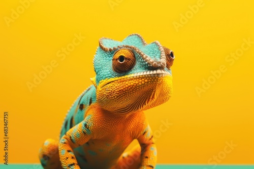 A detailed close-up image of a lizard sitting on a table. This picture can be used to showcase reptiles, wildlife, or even for educational purposes. photo