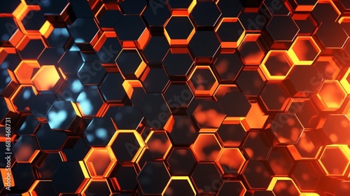 Abstract background with hexagons.Generative AI