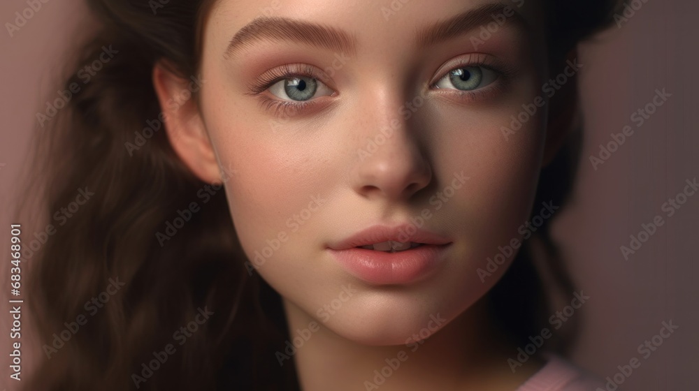 Fototapeta premium A studio portrait capturing the joyful smile of a teenage girl.