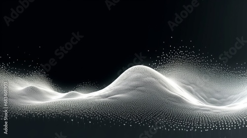 Abstract white particle background.Flow wave with.Generative AI photo