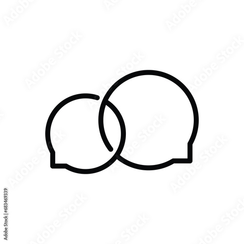 black thin line chat room logo. concept of client help and team work or teamwork and chatroom label. simple stroke flat style trend modern popup logotype graphic art design isolated on white