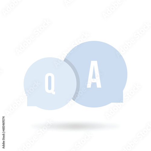 cartoon question and answer bubble. minimal flat style trend modern simple qa logotype graphic art design on white background. concept of abstract online conversation for help or fast solve problem