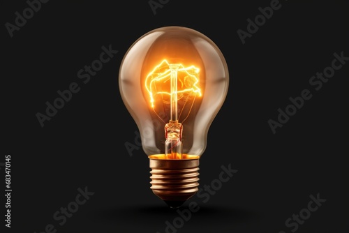 A close-up image of a light bulb with a lightning inside.