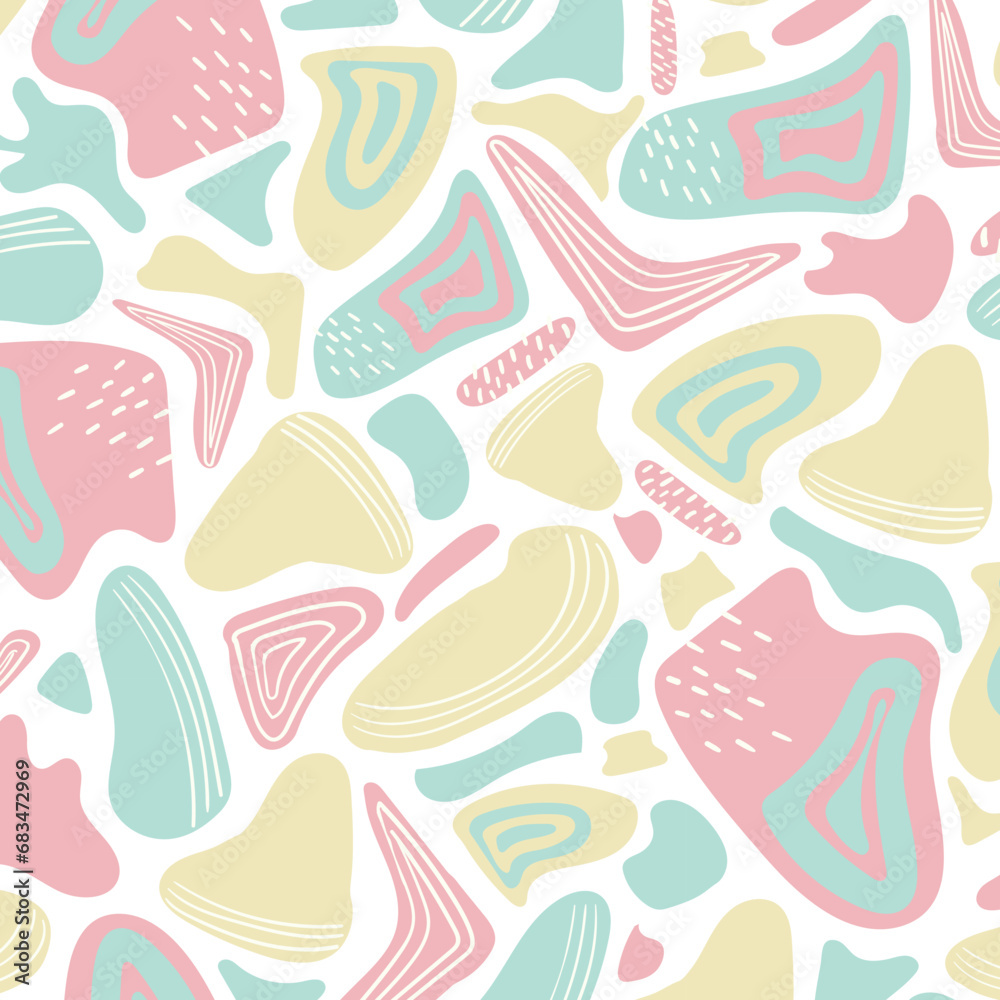 Colorful modern hand drawn trendy abstract pattern. Creative collage seamless pattern design.